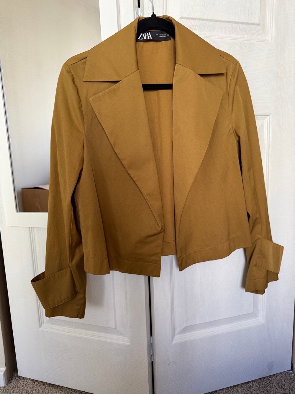 ZARA Women's Mustard Cropped Trench Jacket